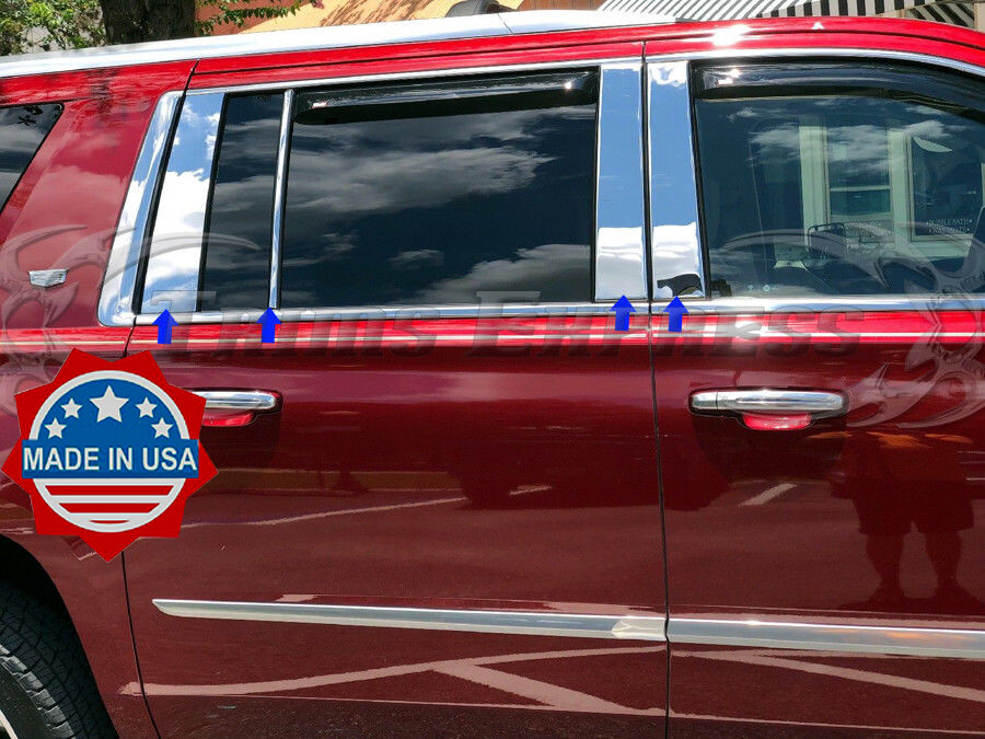 2015-2020 Cadillac Escalade ESV Longer SUV 8Pc Chrome Pillar Post Trim Cover
