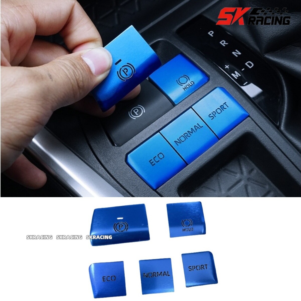 5x For Toyota RAV4 2019-2023 Blue Gear Accessories Function Button Cover Sticker