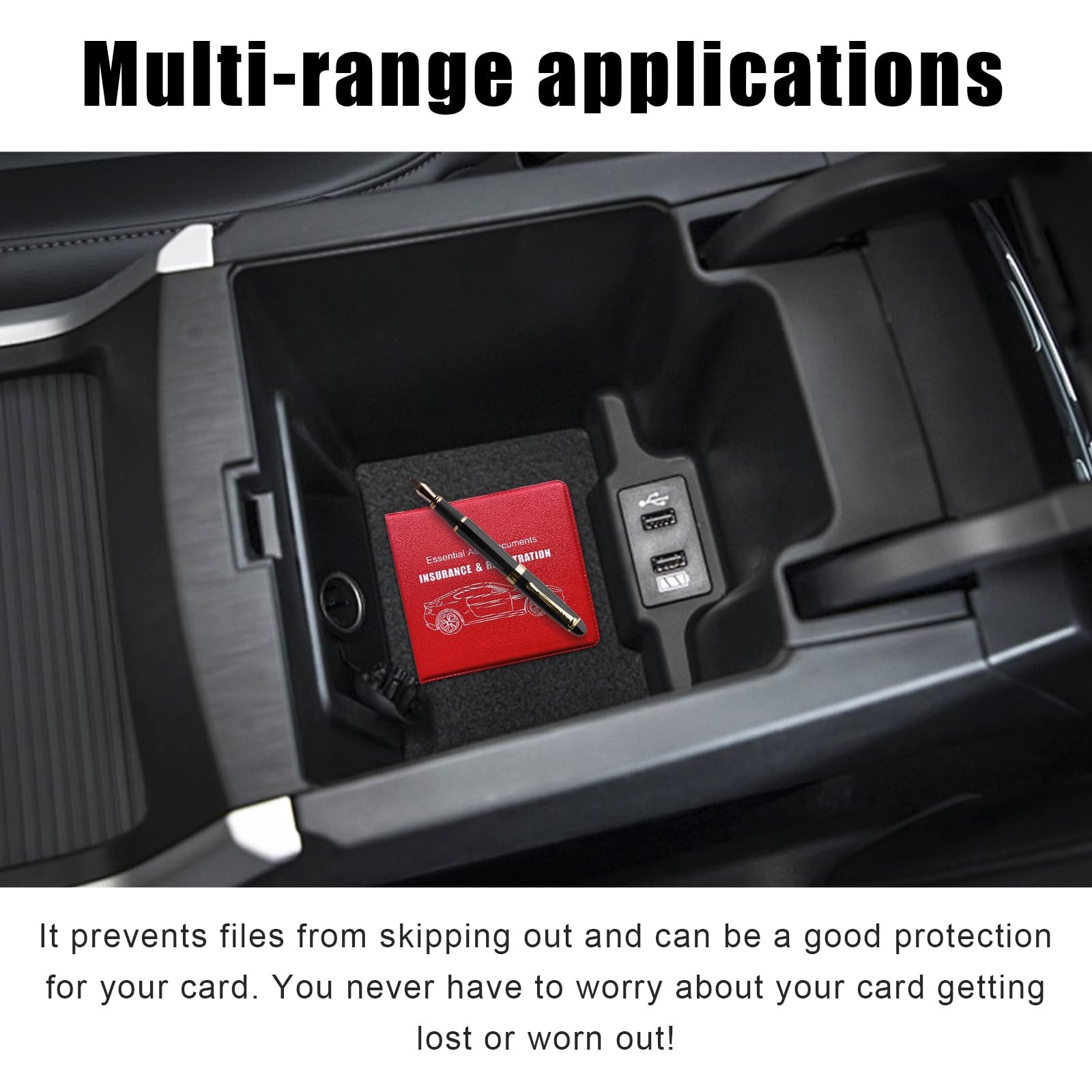 Suvnie 2PCS Car Registration Insurance Holder, 2 PCS, Red, Logo