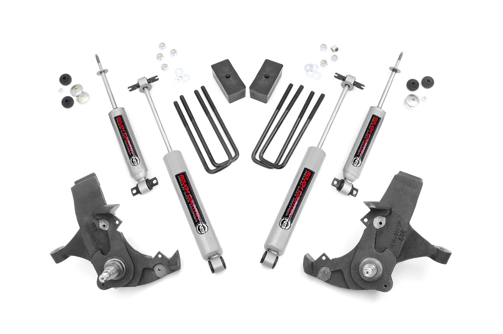 Rough Country 4″ Lift Kit N3 Shocks for 88-99 Chevy GMC 1500 Pickup and SUV 2WD
