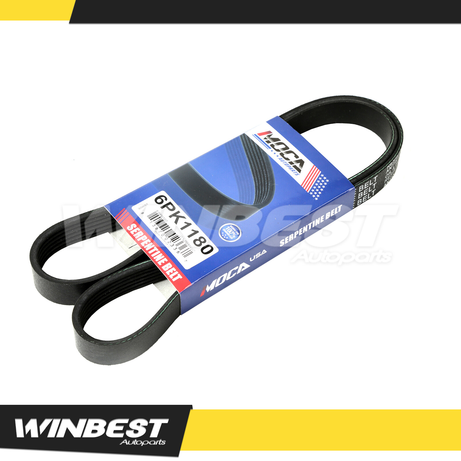 EPDM Serpentine Belt 6PK1180 for 95-19 Audi Volvo Cadillac BMW Nissan 2.0-5.4L