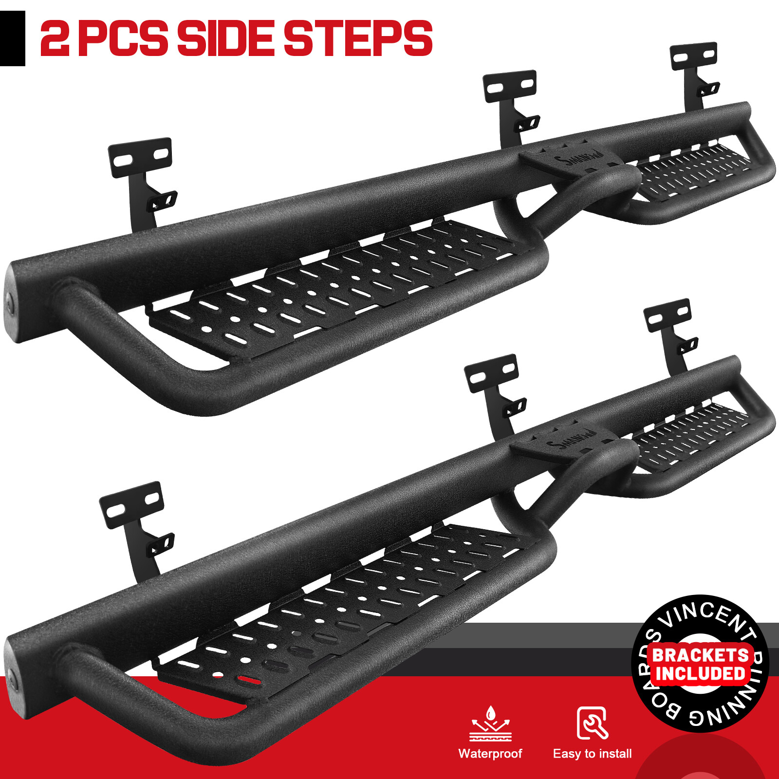 BDK FIT 2009-2018 Dodge Ram 1500 Crew Cab Classic Running Boards Side Step BLK