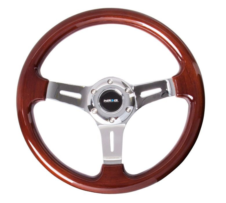 NRG for Classic Wood Grain Steering Wheel (330mm) Wood Grain w/Chrome 3-Spoke