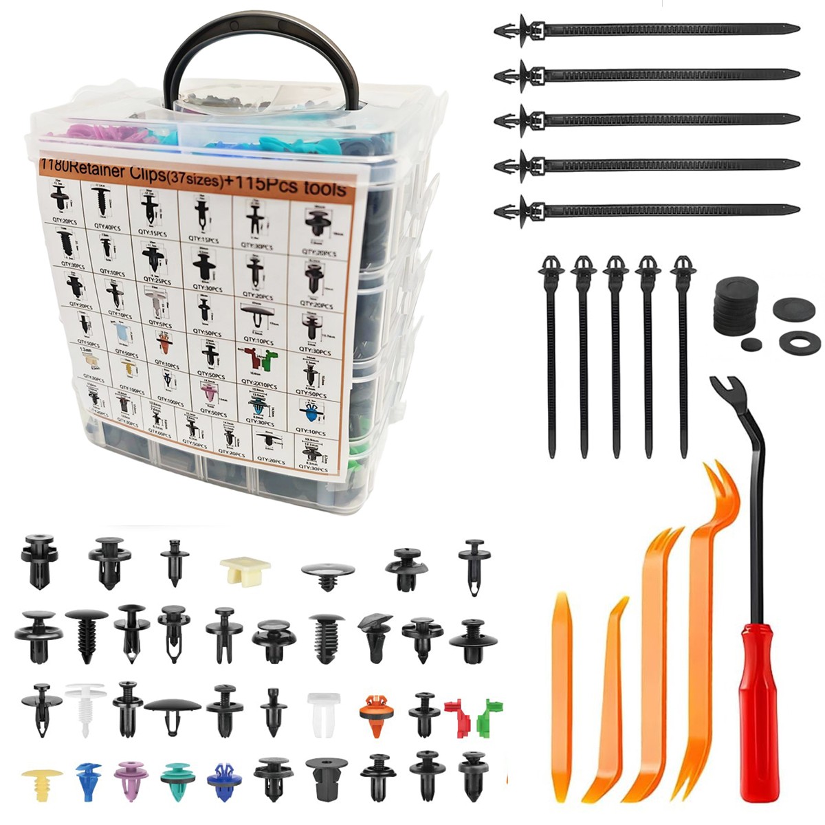 1295PCS Car Retainer Clips Door Panel Trim Fasteners Push Pin Rivet Bumper Kit