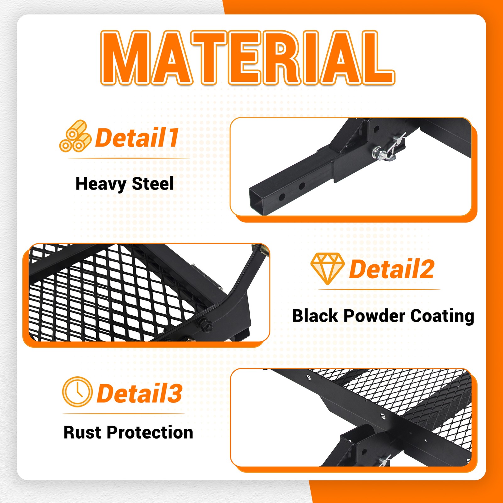 Folding Wheelchair Carrier Rack with Ramp Hitch Mount Steel Cargo Carrier Basket