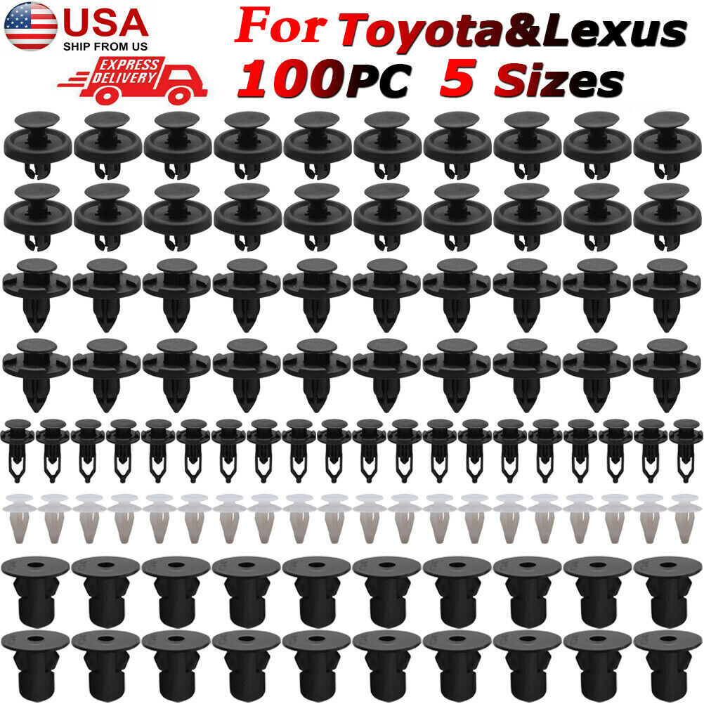100 Pcs Bumper Clips Fender Push Rivets Retainer Fasteners For Toyota&Lexus
