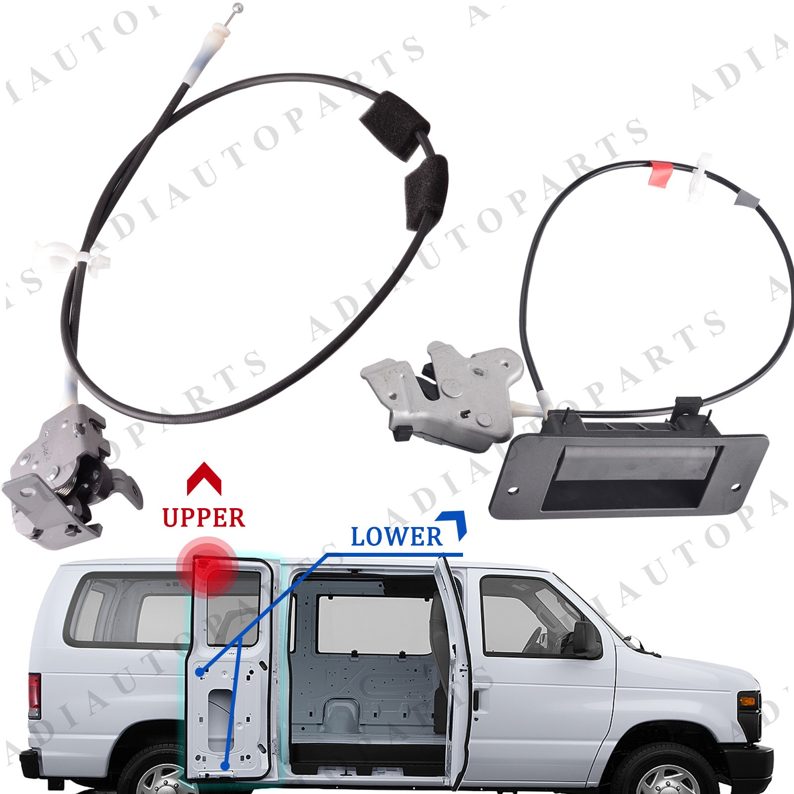 Rear Side 40% Hinged Door Upper&Lower Lock Latch fit Ford E150 E250 E350 92-09
