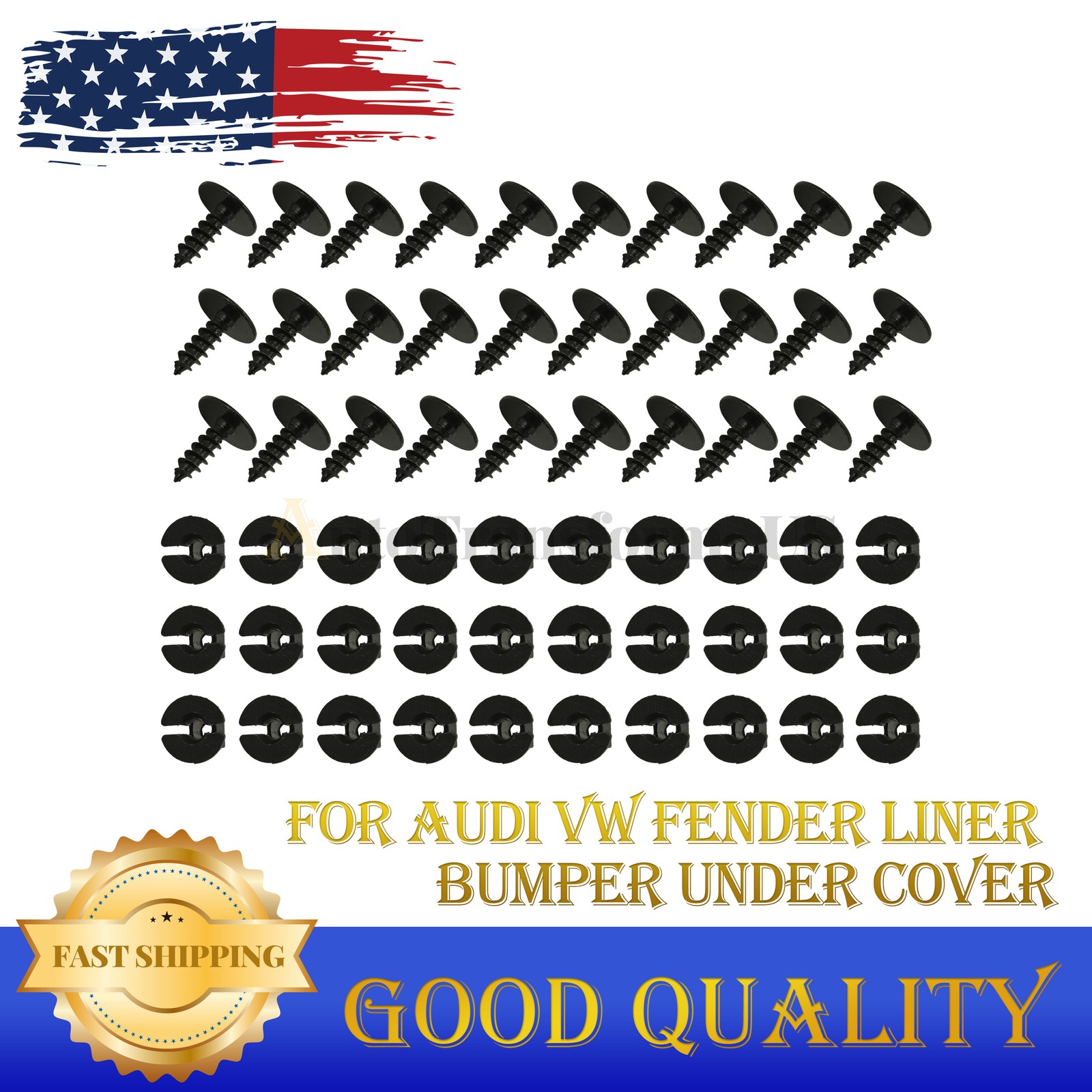 60PCS For Audi VW Fender Liner Bumper Under Cover N90974701 Splash Shield Screws