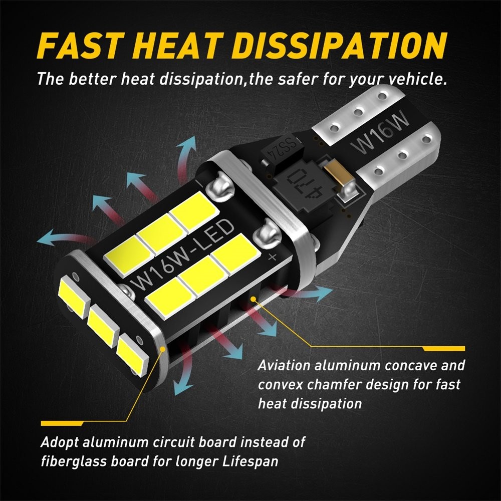 2X Super Bright White Canbus LED Bulb Car Backup Reverse Light 912 921 T15 W16W
