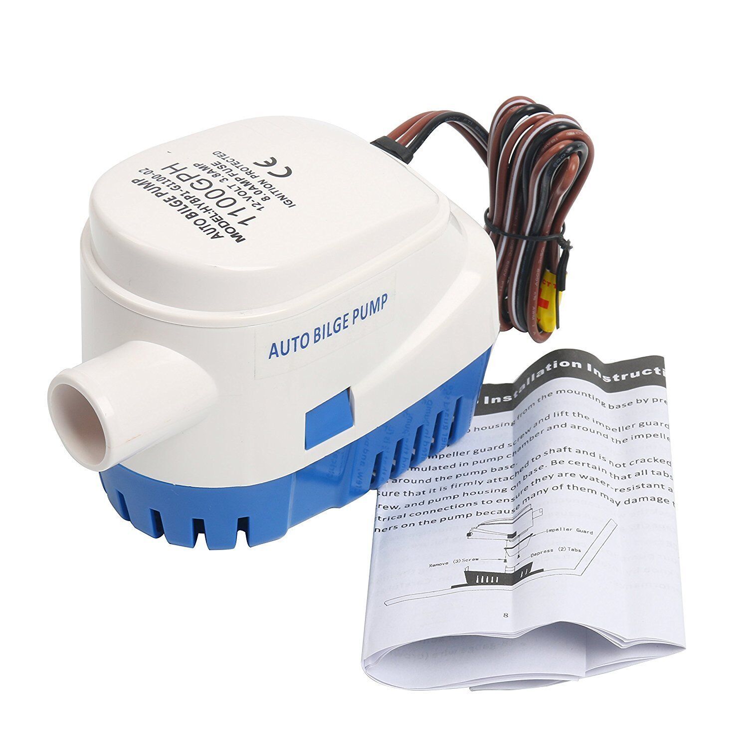 12V 1100GPH Automatic Submersible Boat Bilge Water Pump With Auto Float Switch