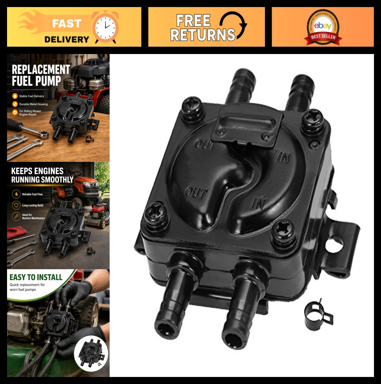 Fuel Pump Replacement for Onan P216G P218G P220G B43E B48G Engines, Mower Parts
