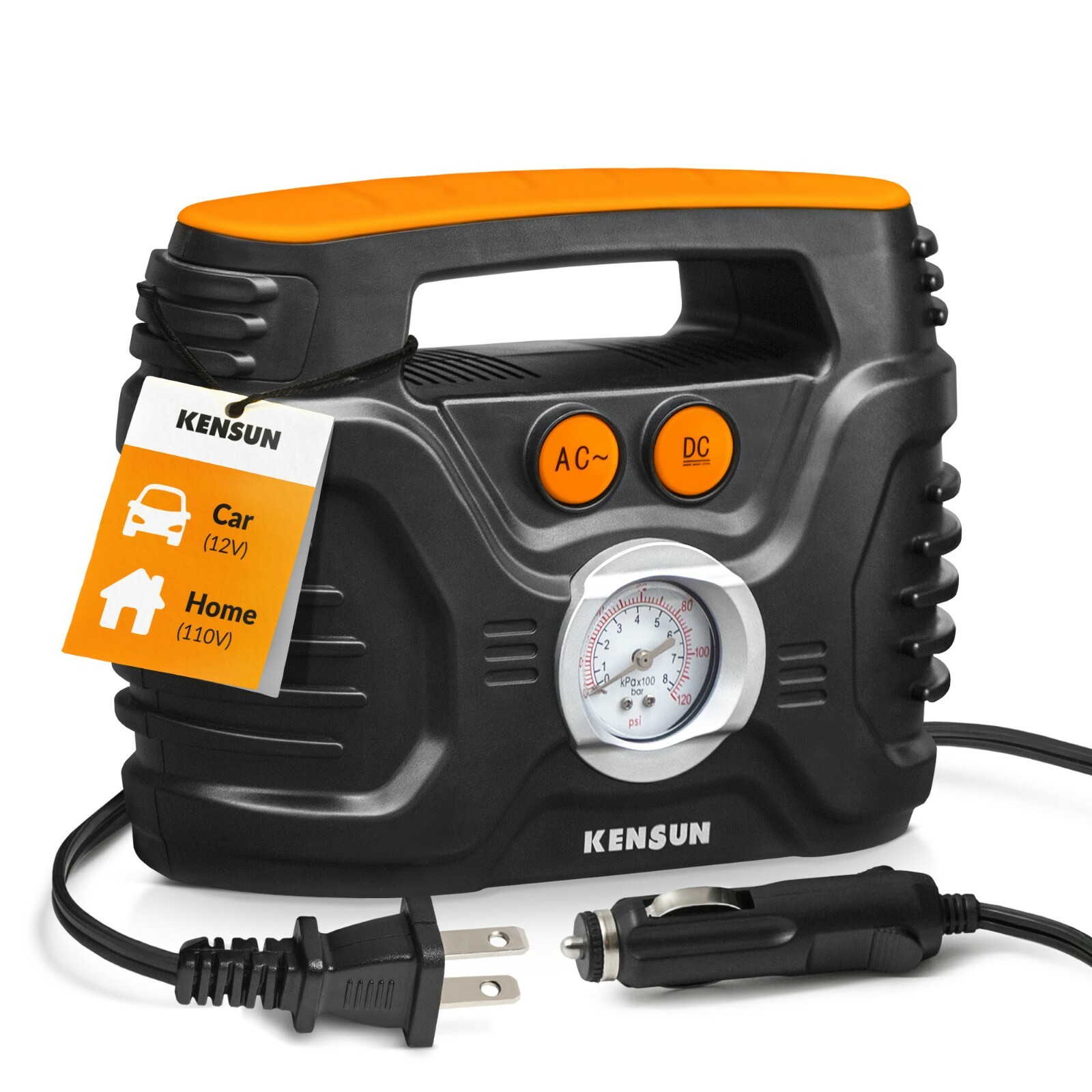 Air Compressor Car Tire inflator portable analog Electric Air pump 12V 110V