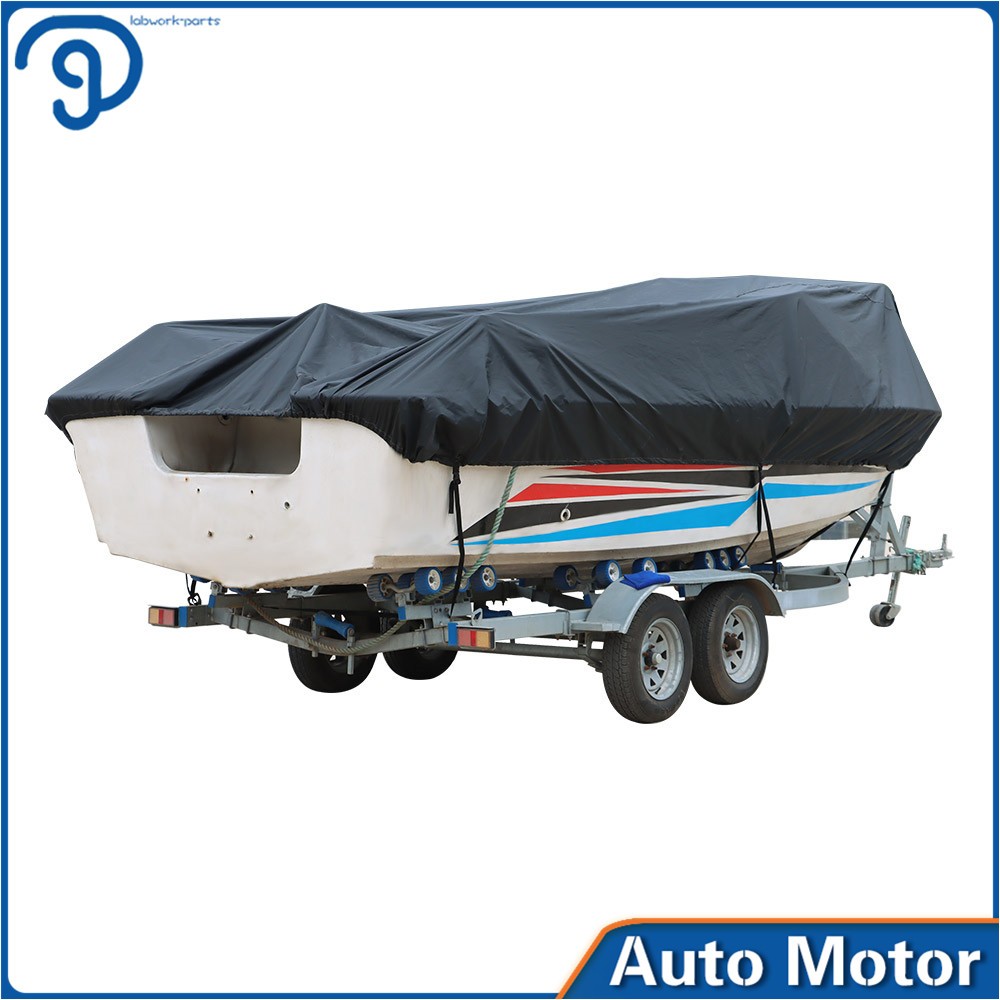 Waterproof Trailerable Boat Cover Fishing V-Hull Runabout 11-13FT New Black