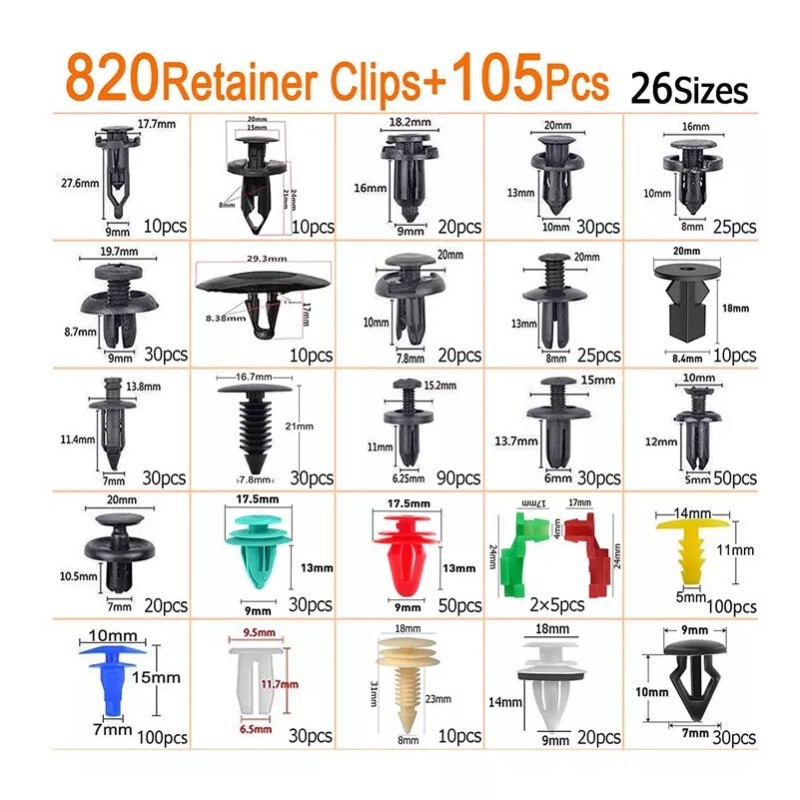 925Pcs Car Body Push Pin Rivet Trim Panel Side Skirt Fastener Clips Assortment
