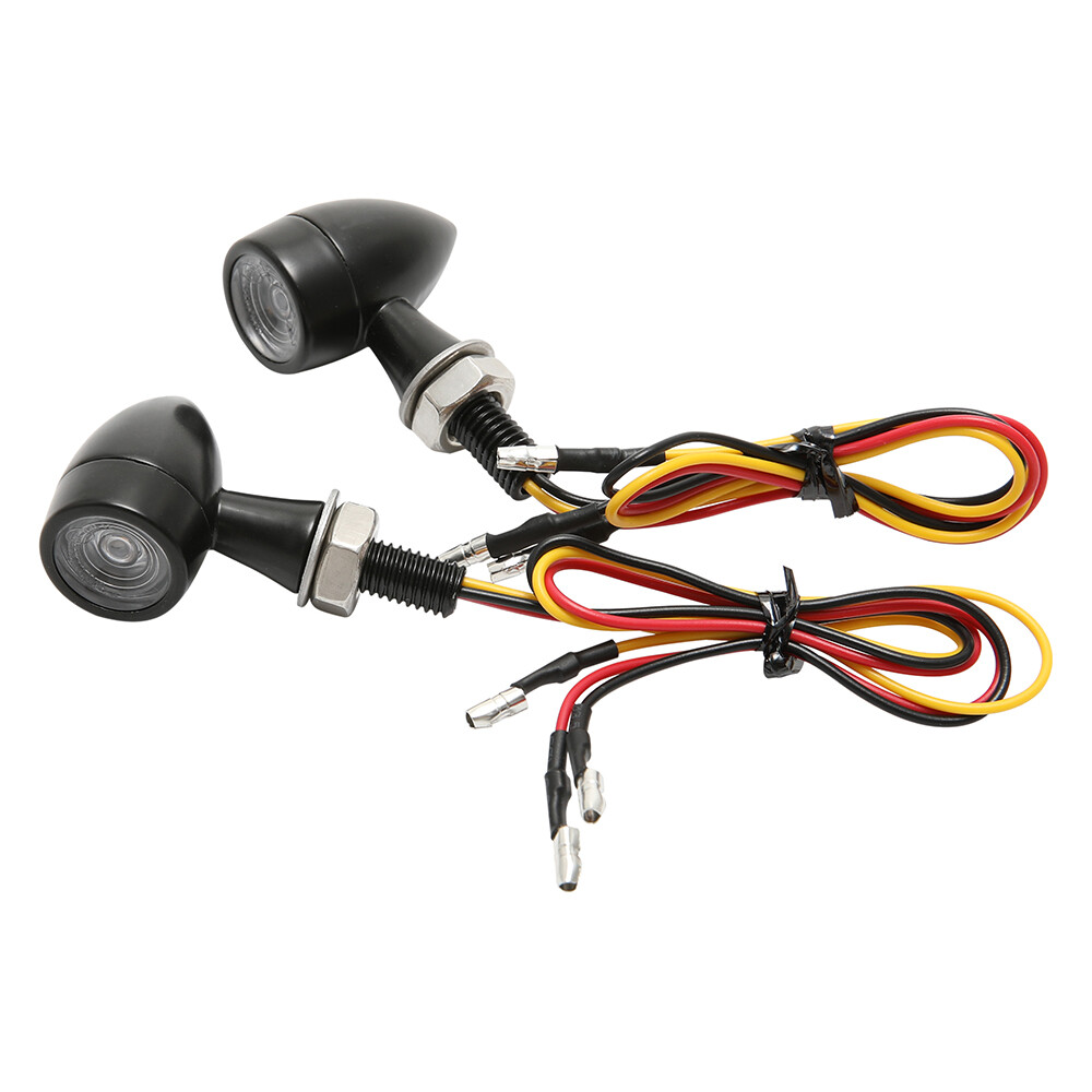 Motorcycle LED Bullet Mini Turn Signals Brake Blinker Light Indicator Amber+Red
