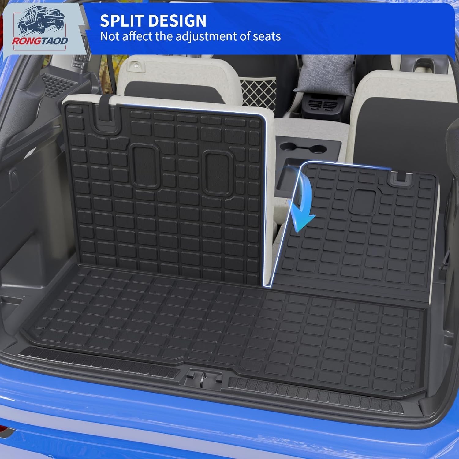 Rongtaod Floor Mats Compatible with 2016-2022 Honda Pilot 8 Seats Trunk Mat Carg