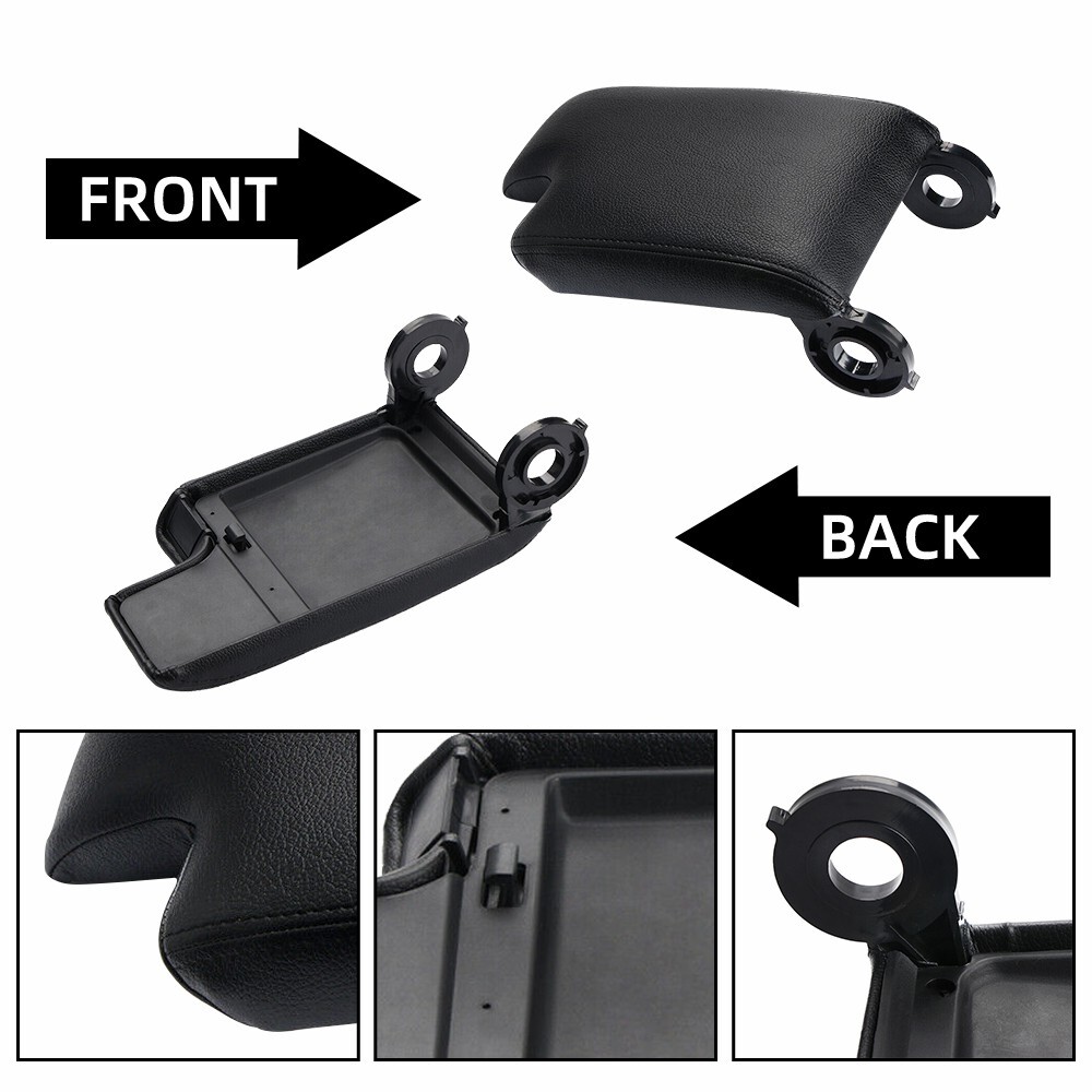 Black PU Leather Armrest Center Console Lid Cover For BMW E46 3 Series 1999-2005