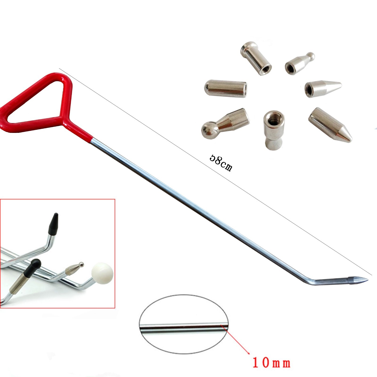 Paintless dent removal rods,hook tools,push heads,Dent removal tool kit