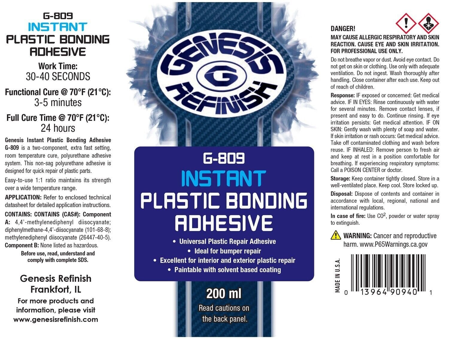Genesis Refinish Instant Plastic Bonding Adhesive – Similar to Fusor SEM Automix