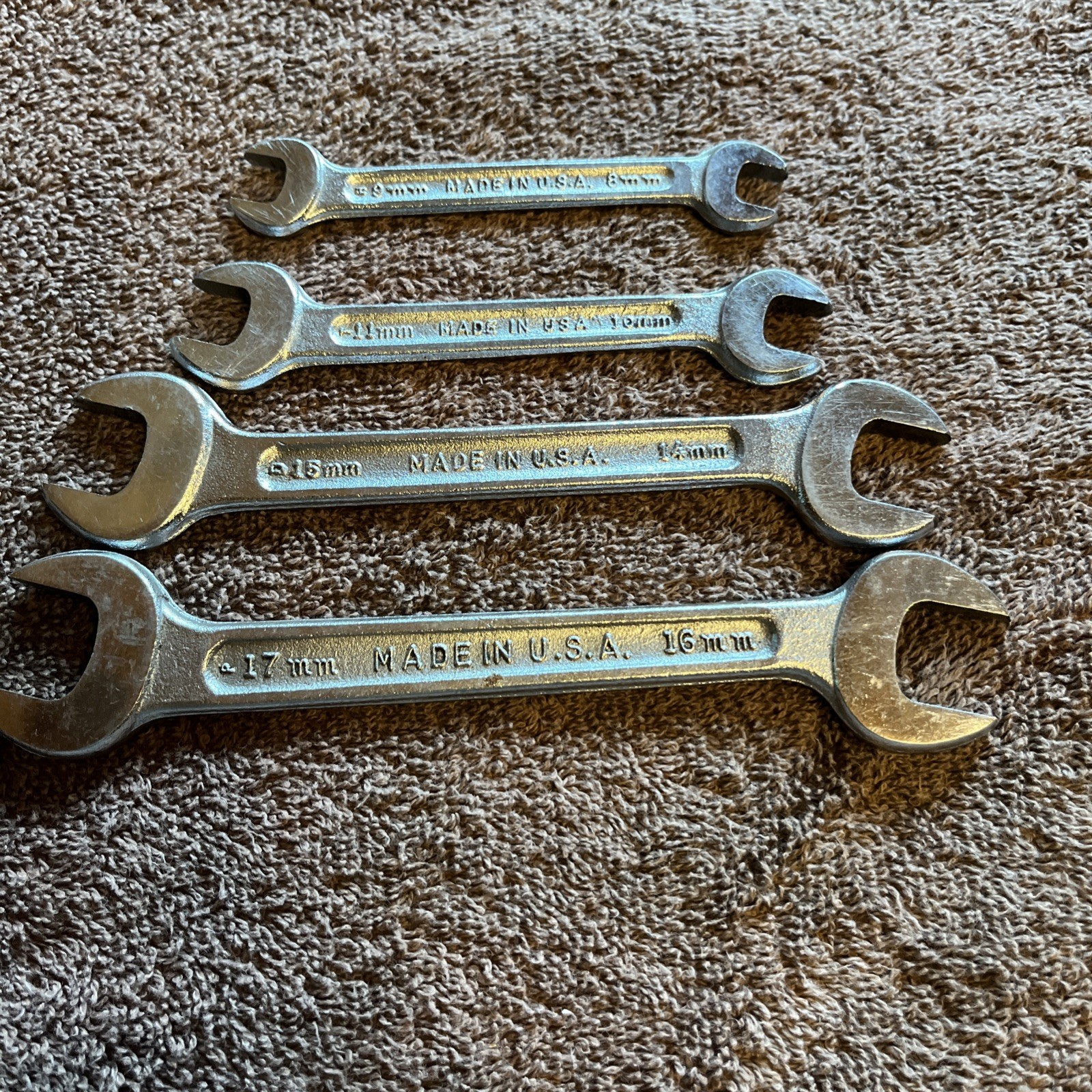 4 Piece USA Forged 8,9,10,11,14,15,16,17mm Assorted Size Open End Wrench Lot
