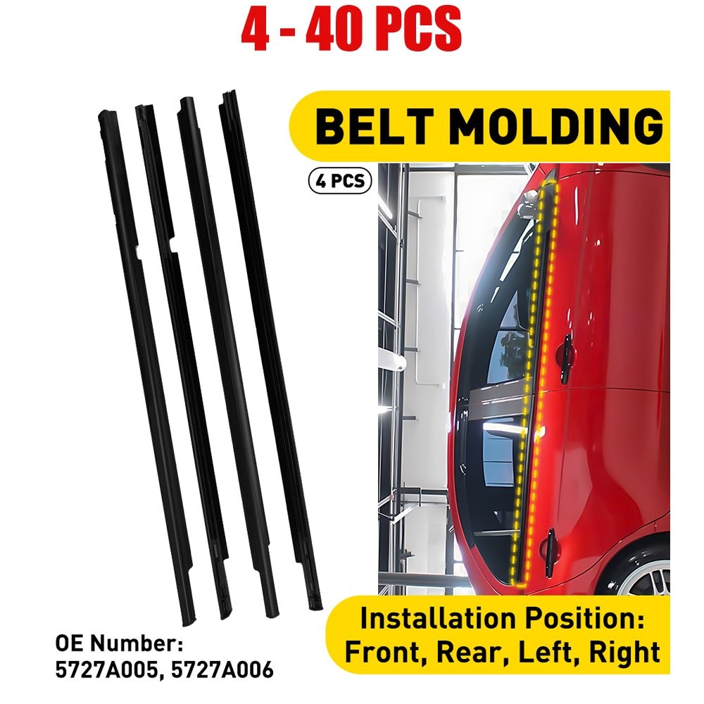 4-40X Front & Rear Door Window Seal Belt Molding Fit 2008-2017 Mitsubishi Lancer