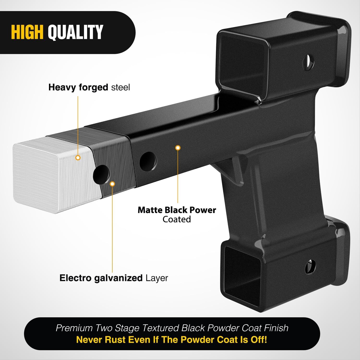 Nilight Trailer Dual Hitch Extender for 2 Inch Receiver with 2 Inch 6 Inch Rise