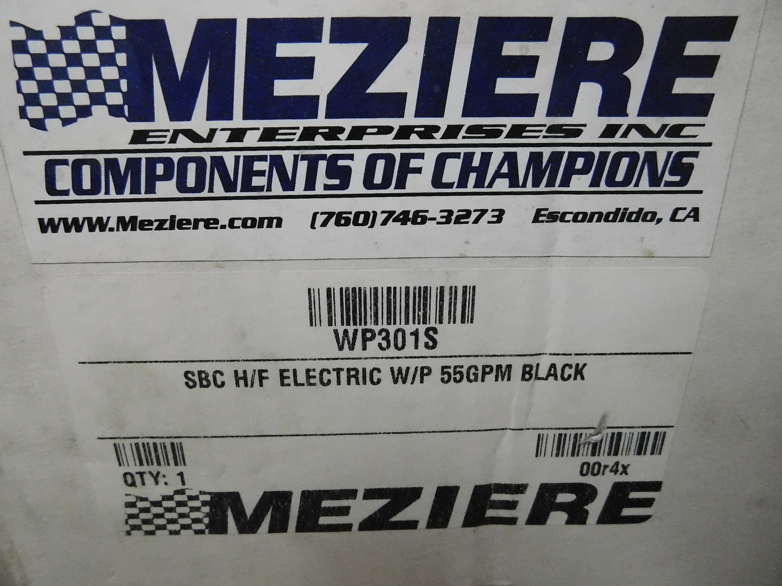 Meziere WP319C 300 Series, SB Chevy,55GPM Hi-Flo Water Pump, Black, 1 3/4″ Inlet