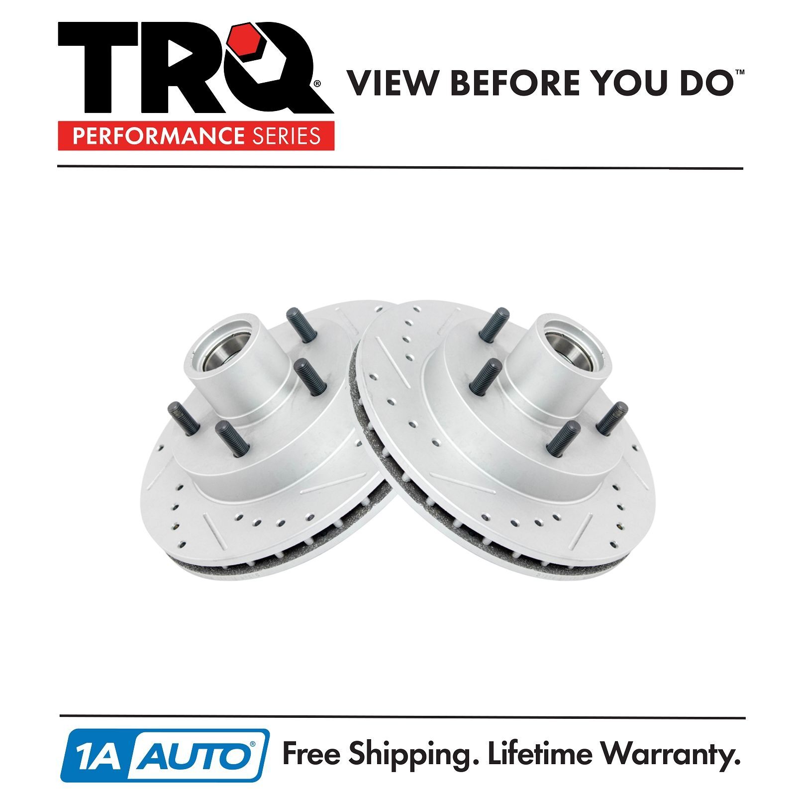 TRQ Performance Drilled Slotted Front Coated Brake Rotor Pair for Chevy S10