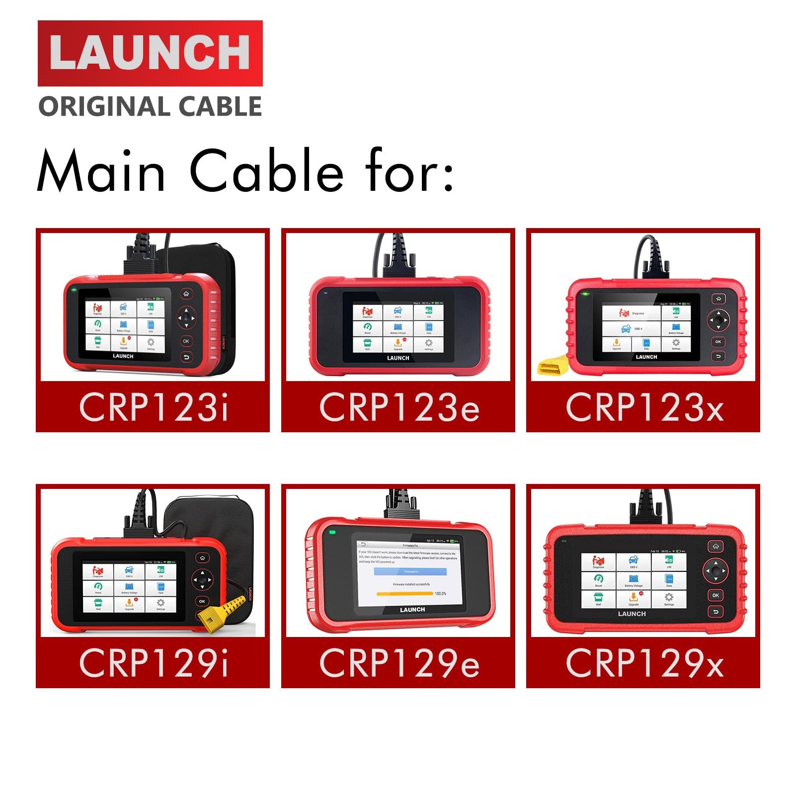 LAUNCH Original Main Cable Fit for X431 CRP123i, CRP123e, 3.9 feet, Yellow