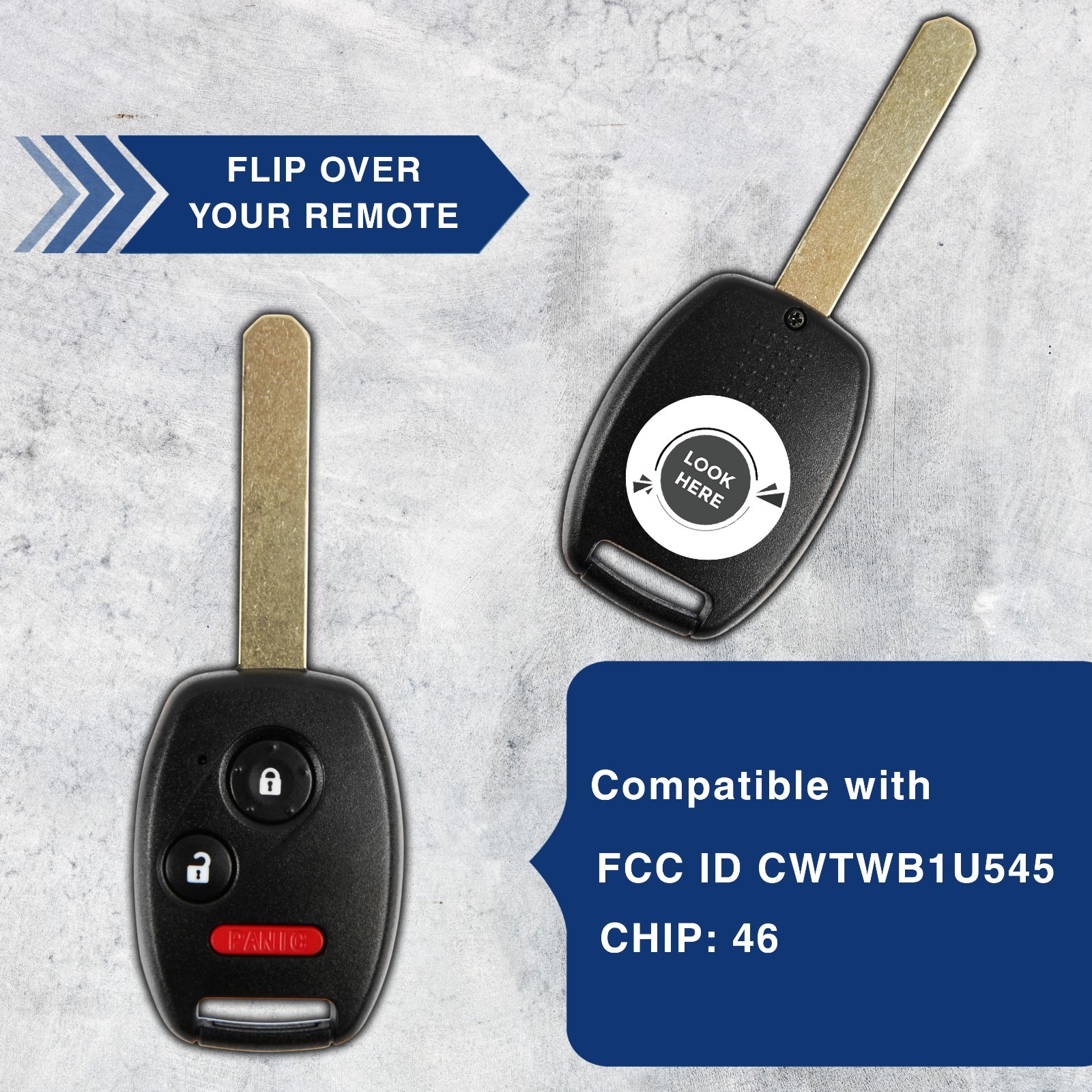 Replacement for 2005 2006 2007 2008 Honda Pilot Remote Car Keyless Key Fob Pair