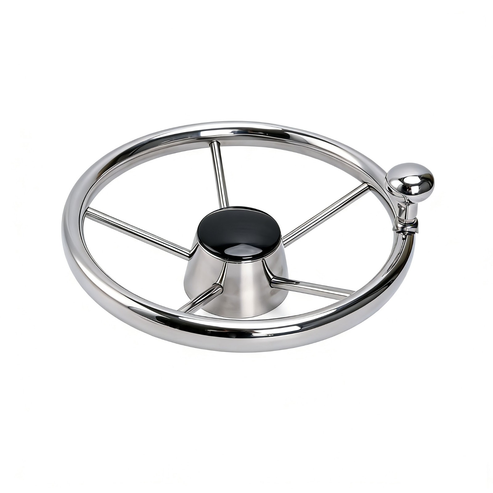 11 inch Boat Steering Wheel 5 Spoke Stainless Steel Destroyer Style Marine Knob