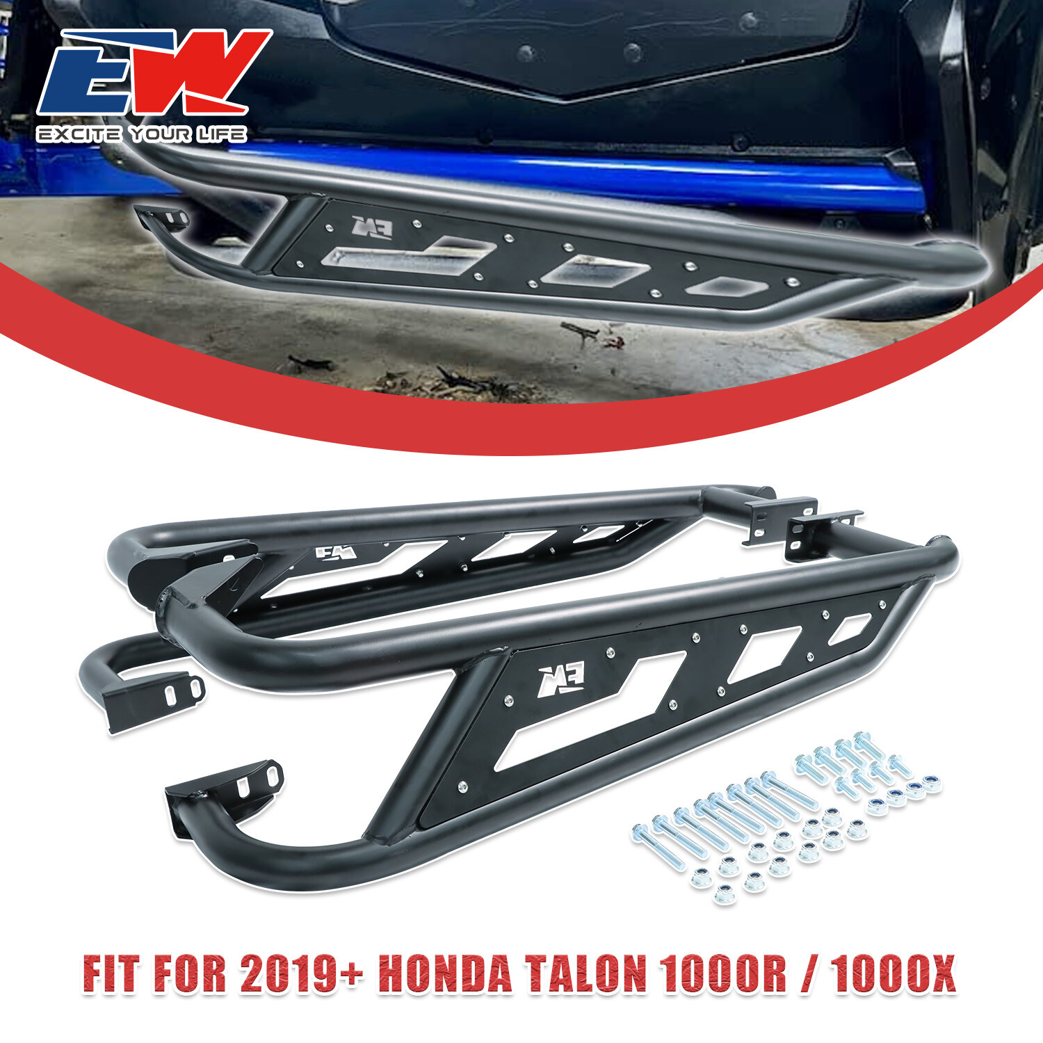 Heavy Duty Nerf Bars Rock Sliders Steel For 2019-2024 Honda Talon 1000X / 1000R