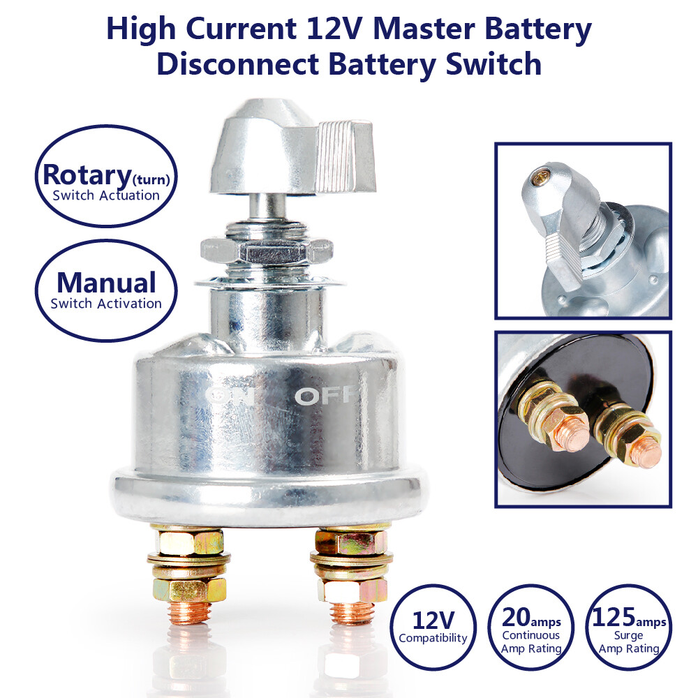 12 V Master Battery Disconnect Switch 2 post SPST Kill Cut-Off Nascar Marine ATV