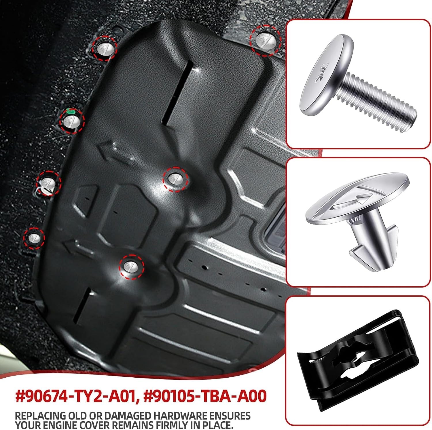 14PCS Engine Splash Shield Hardware Kit – 10mm x 5mm Silver & Black Set