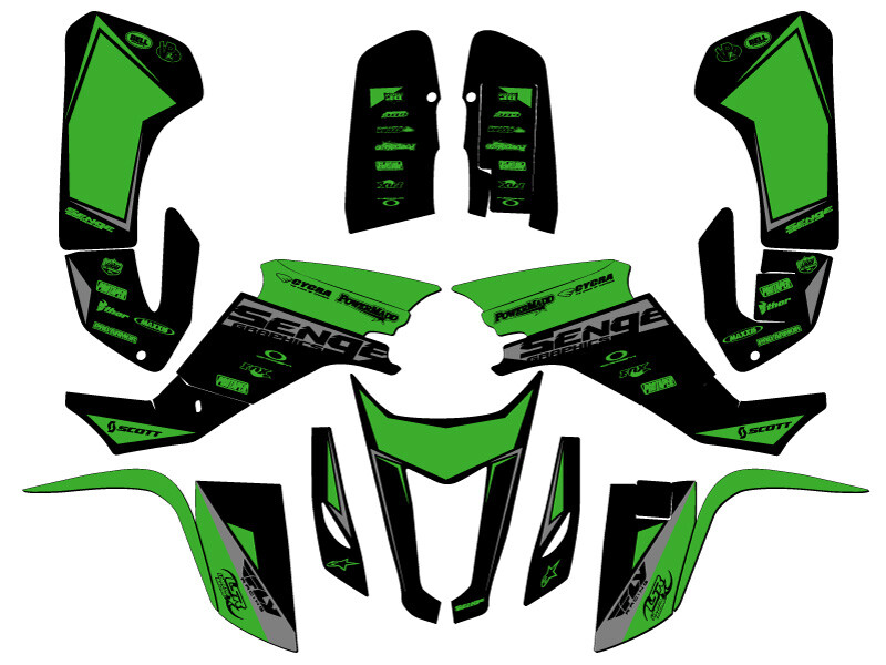 All Years KFX 400 BINARY Green Senge Graphics Kit Compatible with Kawasaki