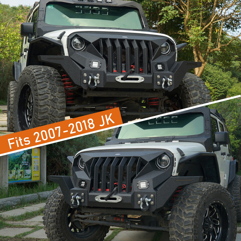 Fit 2007-2018 Wrangler Jeep JK Heavy Duty Steel Front Grill Bumper Rear Bumper