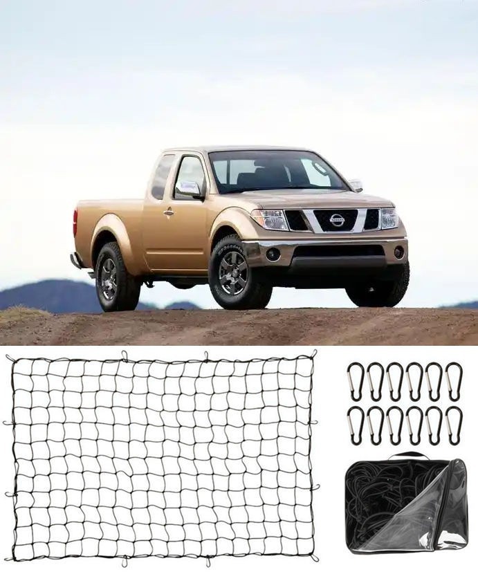 Truck Bed Black Cargo Net Elastic 4’x6′ Stretches to 8’x12′ For Nissan Frontier