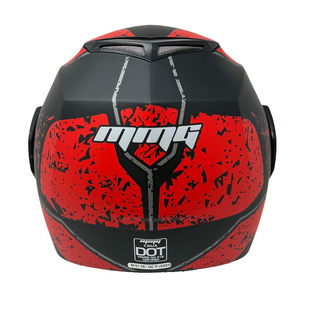 MMG Adult Motorcycle Modular Full Face Helmet Flip up Visor (Black/Red, XL)