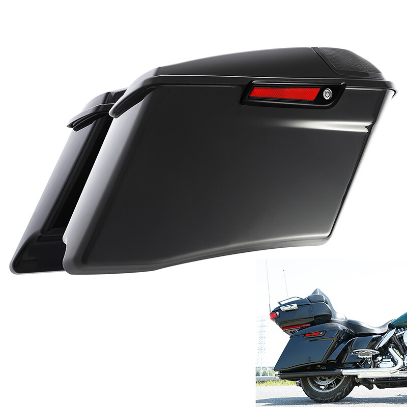 4″ Vivid Black Stretched Extended Hard Saddlebags Fit For 14-23 Harley Touring