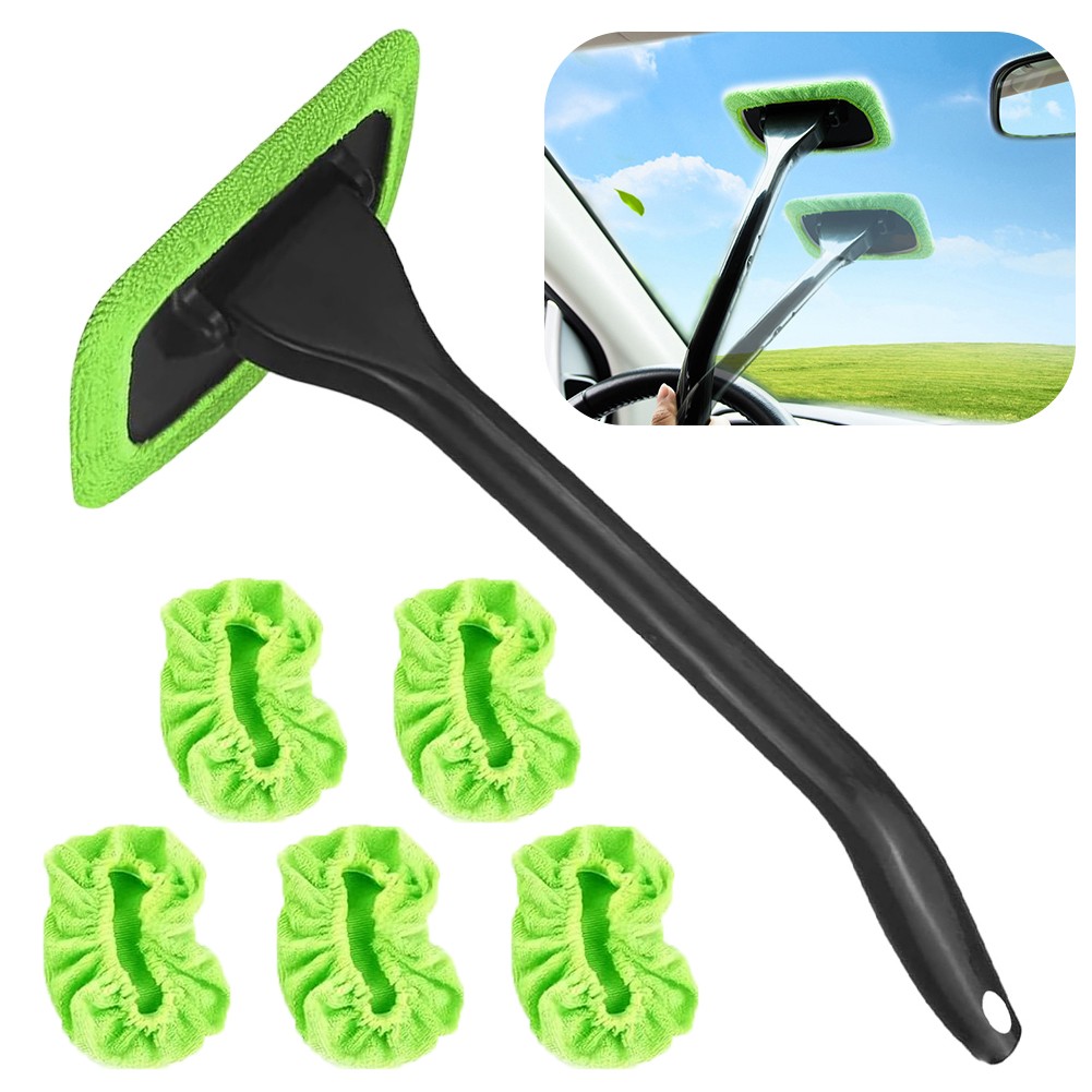 1SET Windshield Cleaner Wand Microfiber Car Inside Window Cleaning Tool Anti Fog