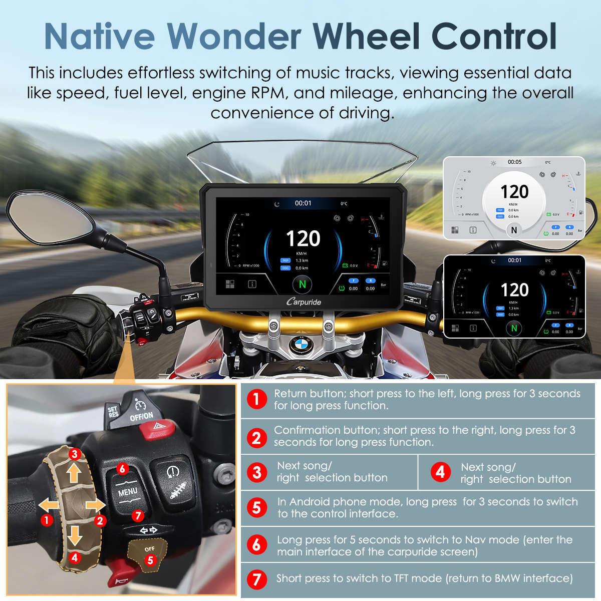 Carpuride W702BS Carplay Android Auto BMW Moto Stereo OEMTransmission Controller