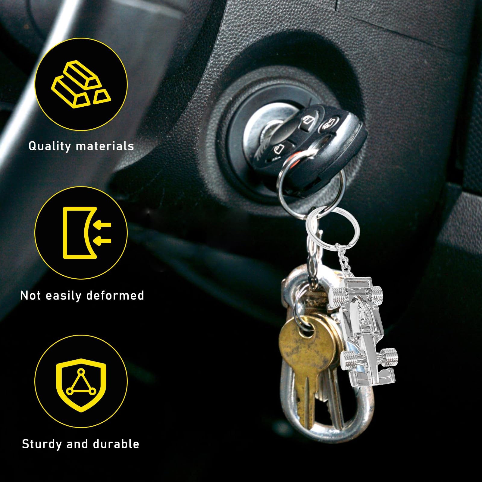 Suvnie F1 Race Car Keychain, Party Favor Auto Keyring 3.58 × 1.06, Hollow