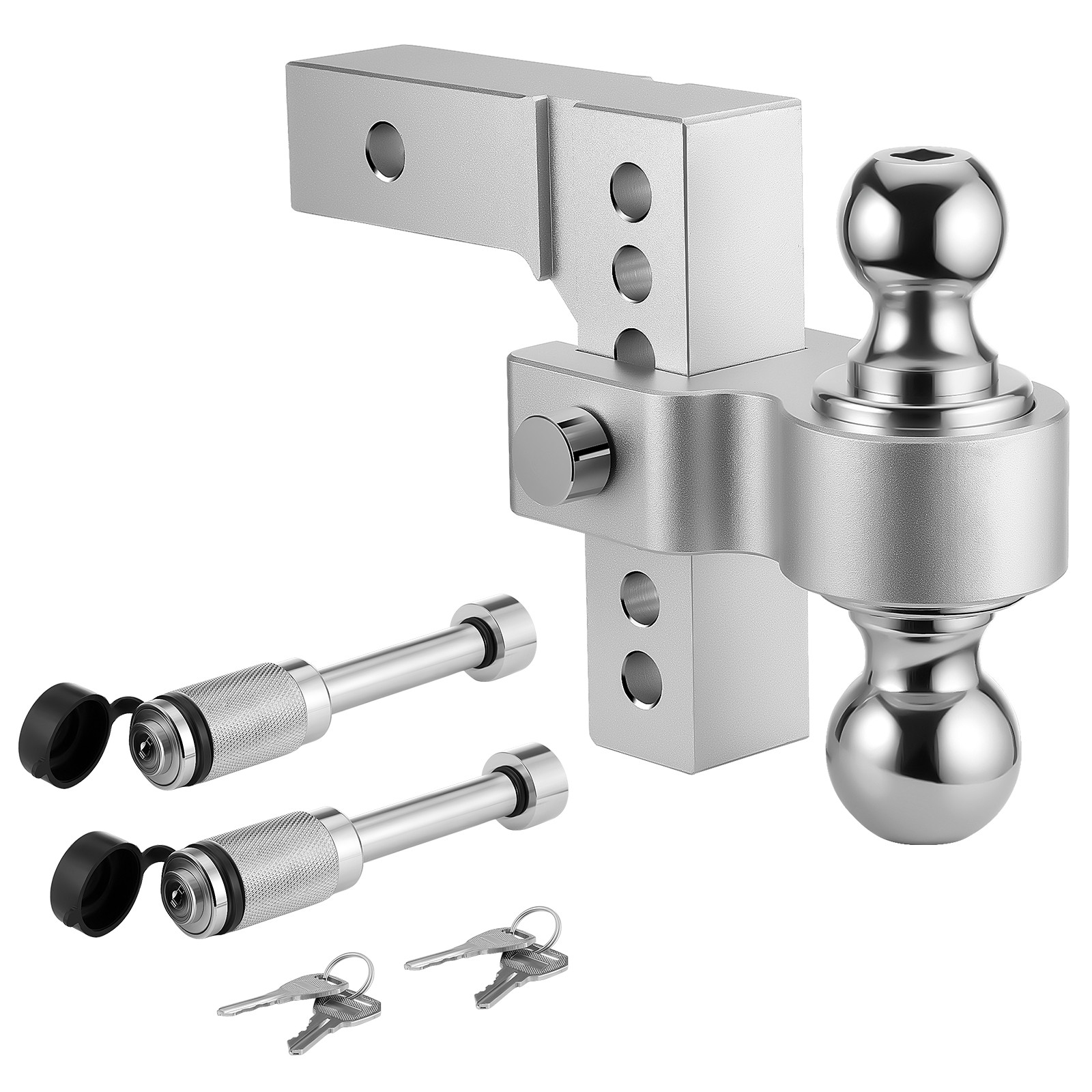 2” Receiver 6” Drop Rise Adjustable Trailer Tow Hitch Dual Ball W/Lock 12500lb
