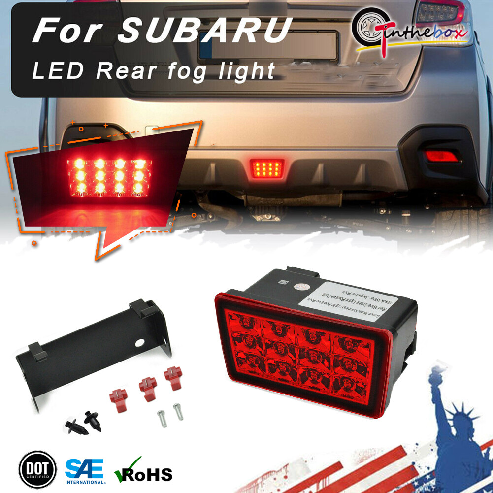 For 2011-2021 Subaru WRX STI Red LED F1 Style Rear Fog Light 3rd Brake Tail Lamp
