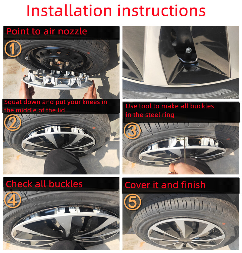 4 PCS Black & Silver 15 ” Hubcaps Automotive for R15 Tire Covers Accessories