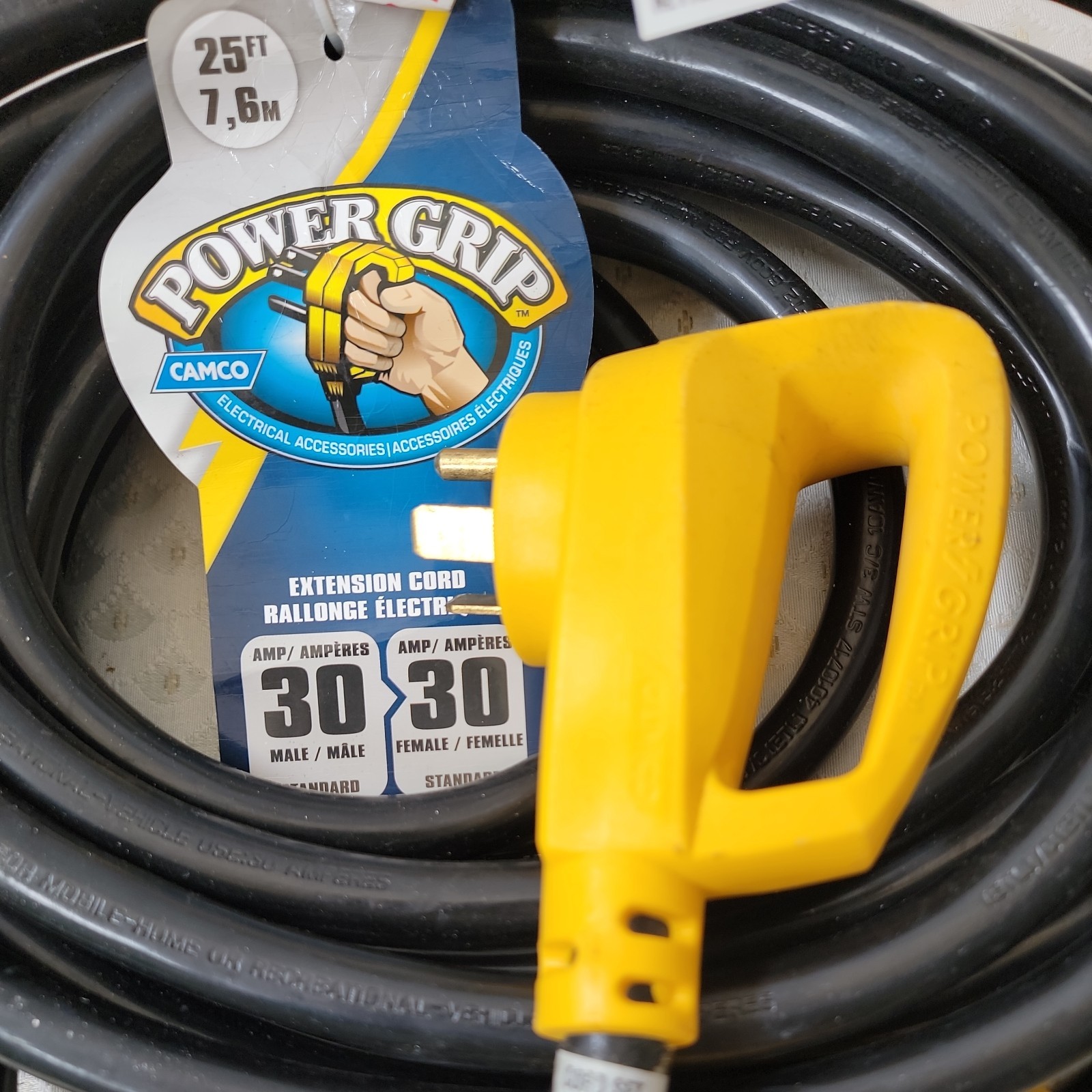 🔥 Camco Power Grip 25-Ft 30Amp RV Extension Cord – Rated 125v/3750w 🔥