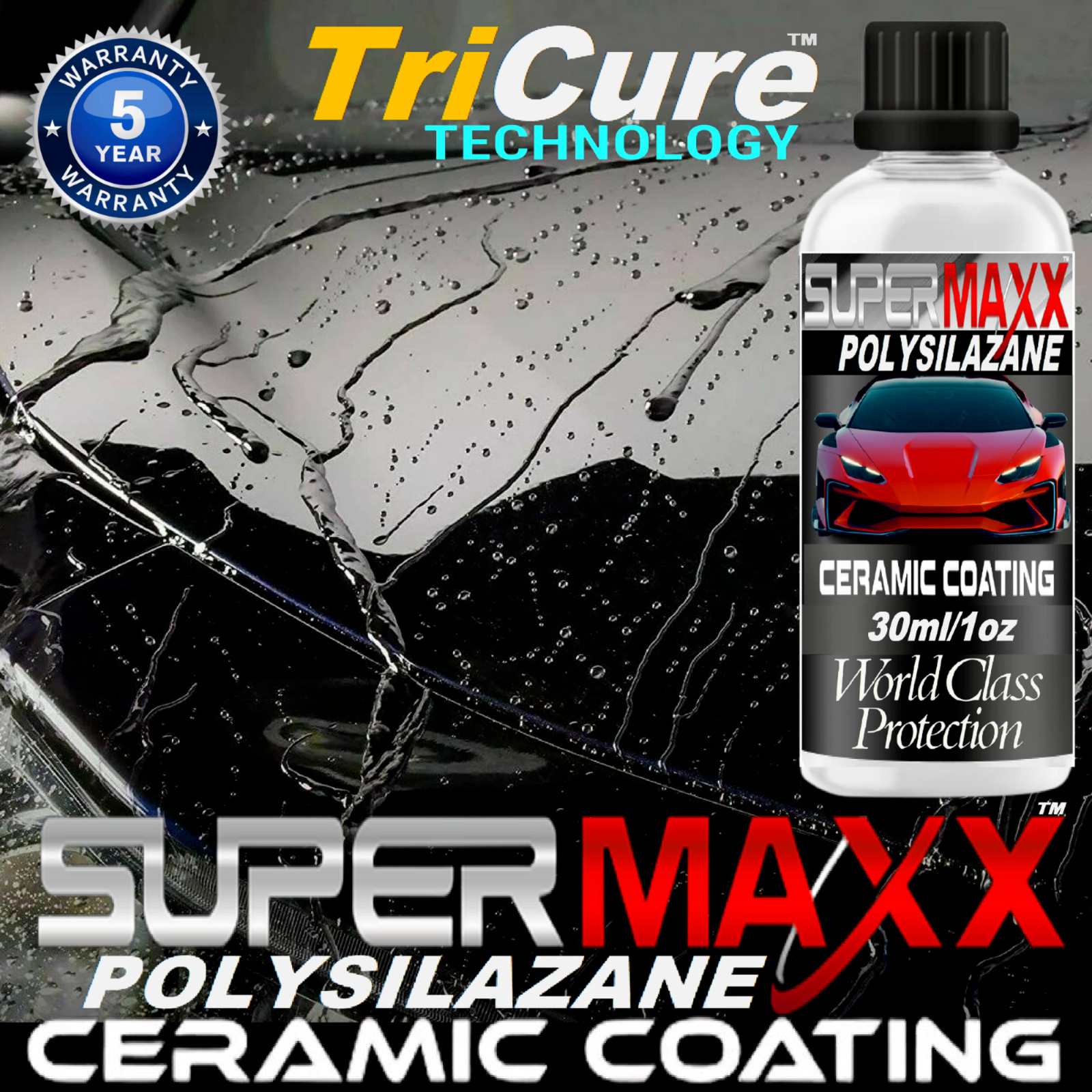 POLYSILAZANE CERAMIC CAR COATING SCRATCH RESISTANT “5 YEAR ADVANCED PROTECTION”