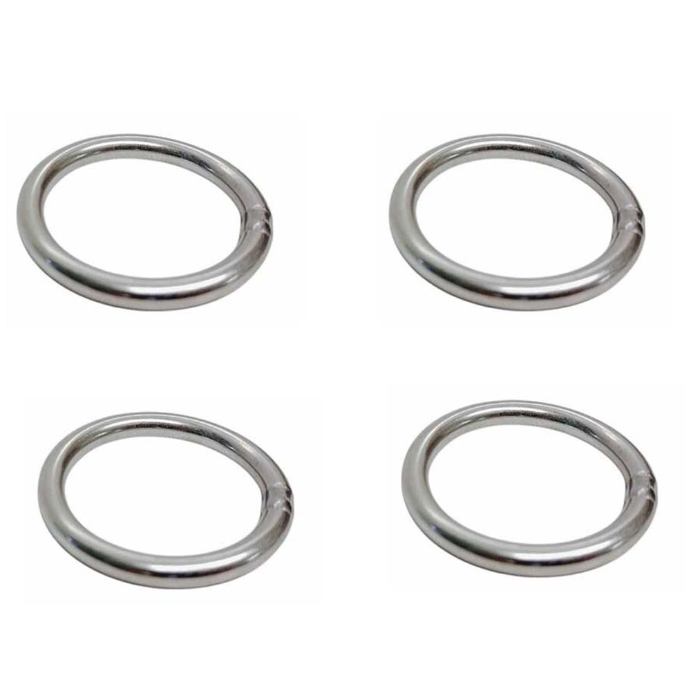 4 Pc 750 Lb WLL Mil Spec Stainless Steel Round Ring Link Connect 5/16″ x 1-9/16
