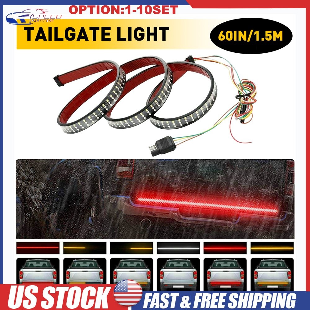 60″ 3 Row LED Strip Tailgate Light Bar Truck Reverse Brake Signal Tail Red Lamp