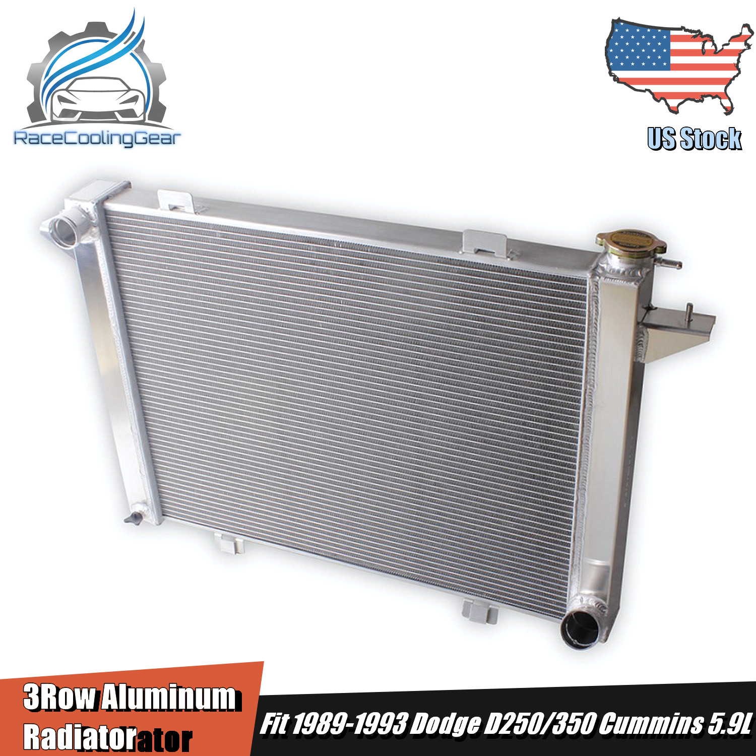 For 1989-1993 Dodge Ram W/D 250 350 Truck Pickup 5.9L Diesel Aluminum Radiator
